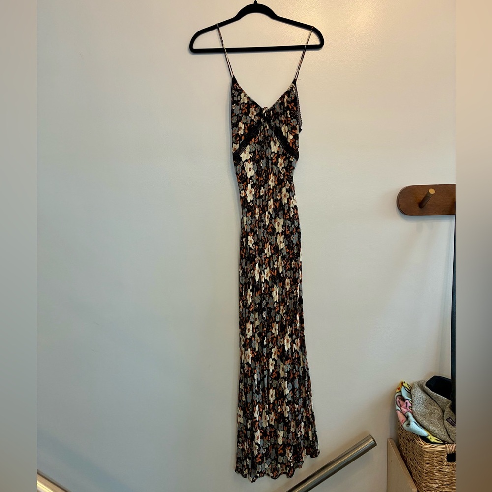 Free People Black Floral Maxi Dress, Size S